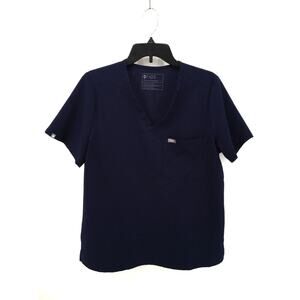 FIGS Catarina One-Pocket Scrub Top Navy Blue Large L V Neck Nursing Healthcare